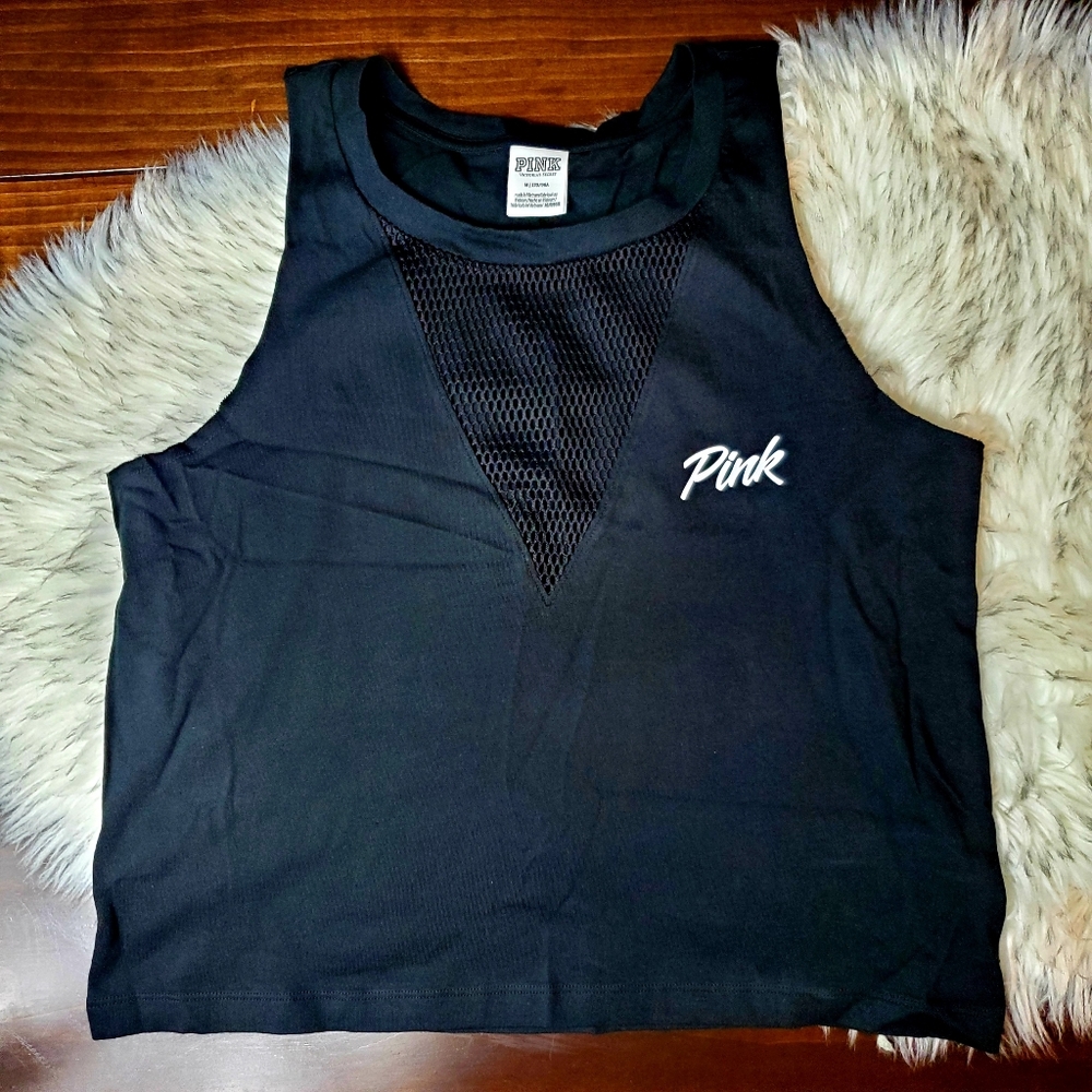 VS PINK Sexy Webbed Mesh Deep V Tank Top Muscle Tee Shirt